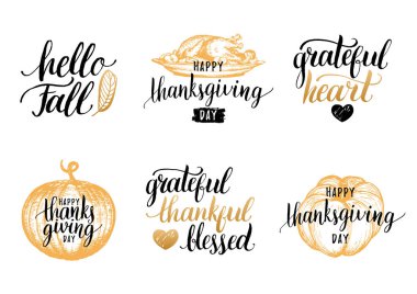 Şükran günü letterings ayarla