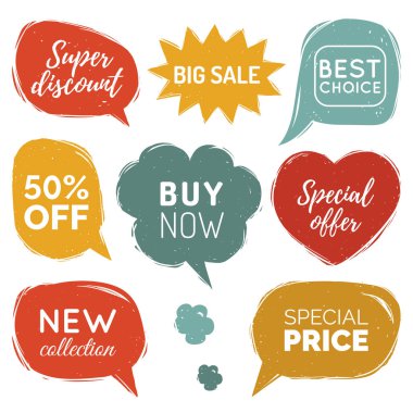 Satılık rozetleri ve simgeler kümesi