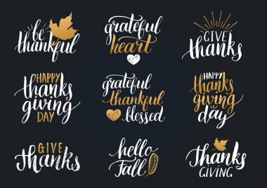 Şükran günü letterings ayarla
