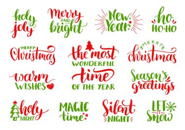 Christmas calligraphic letterings set clipart