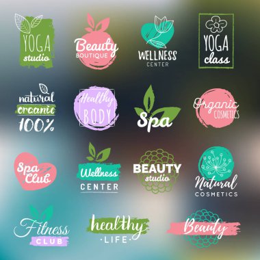 Sağlık ve güzellik bakımı logoları veya etiketleri