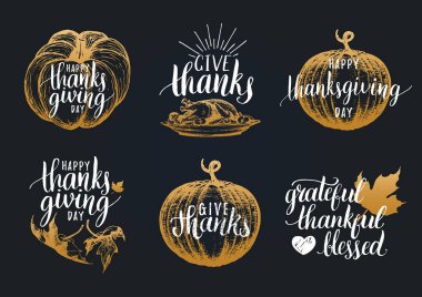 thanksgiving letterings set clipart