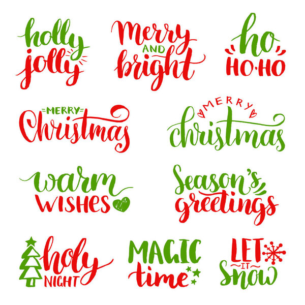 Christmas calligraphic letterings set