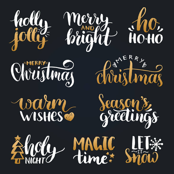 Christmas calligraphic letterings set
