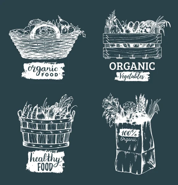 Organik gıda etiketleri kümesi — Stok Vektör