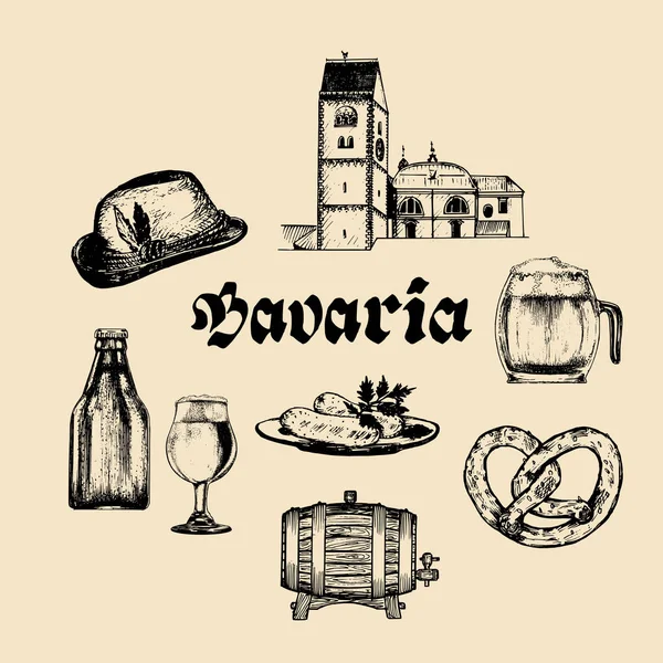 Baviera banner dibujado a mano — Archivo Imágenes Vectoriales