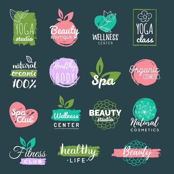 Logotipos o etiquetas para el cuidado de la salud y belleza — Vector de stock
