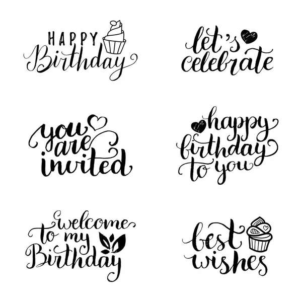 Birthday letterings set — Stock Vector