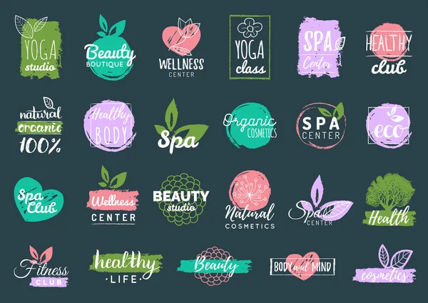 Логотипы и этикетки для ухода за здоровьем и красотой — стоковый вектор