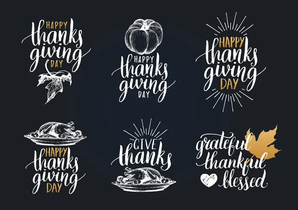 Thanksgiving letterings set — Stock Vector