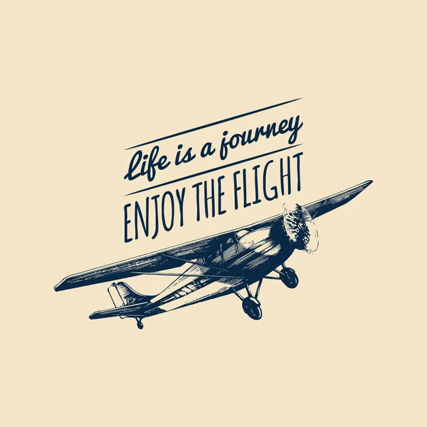 Hidup adalah perjalanan, menikmati spanduk penerbangan - Stok Vektor