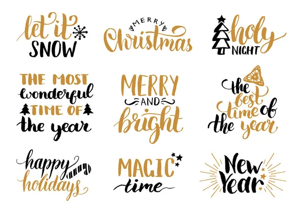 Christmas calligraphic letterings set — Stock Vector