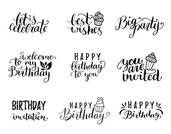 Birthday letterings set — Stock Vector
