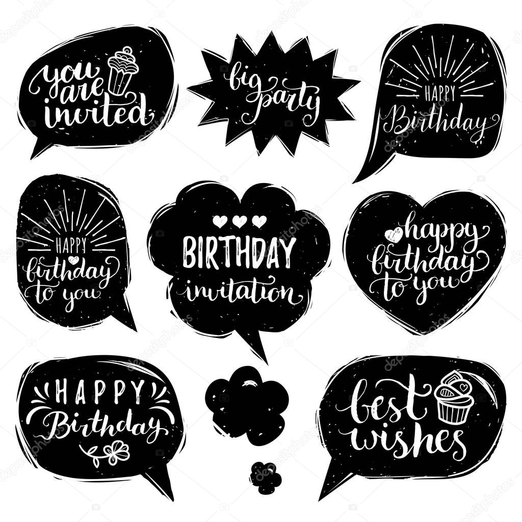 Birthday letterings set, vector illustration