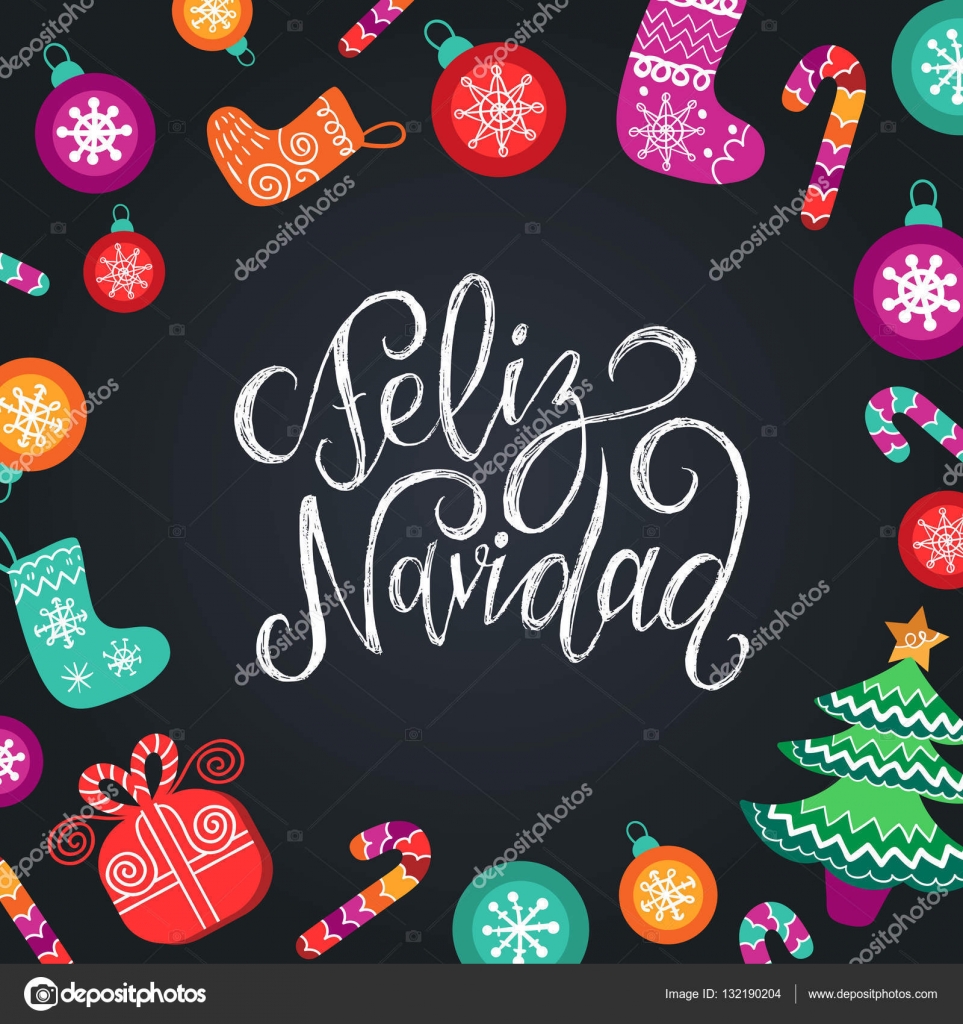 Christmas Greeting Card In Spanish Stock Vector C Vladayoung