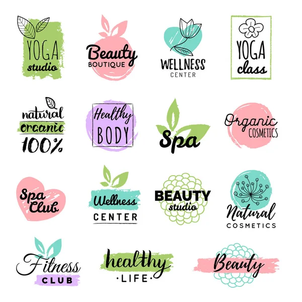 Health and beauty care logos or labels — Stock Vector