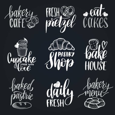 Vintage ekmek el yazı logolar