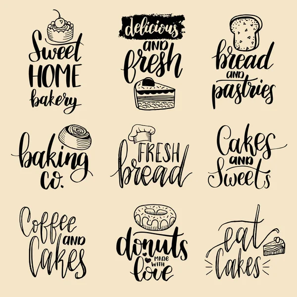 Ekmek el yazı logolar — Stok Vektör