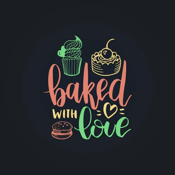 Bakered com logotipo lettering amor —  Vetores de Stock