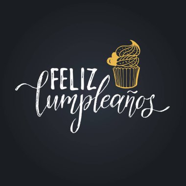 Feliz Cumpleanos lettering design clipart