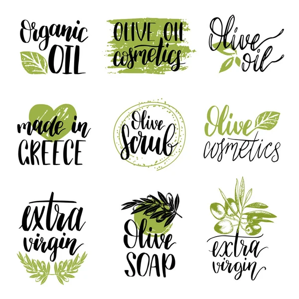 Sketched extra virgin oil set — Stock Vector