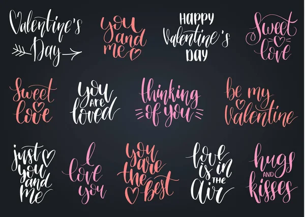 Valentin-nap kézírásos betűk beállítása — Stock Vector