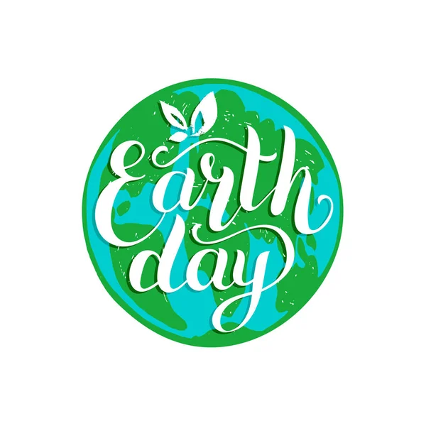 Earth day on green globe — Stock Vector