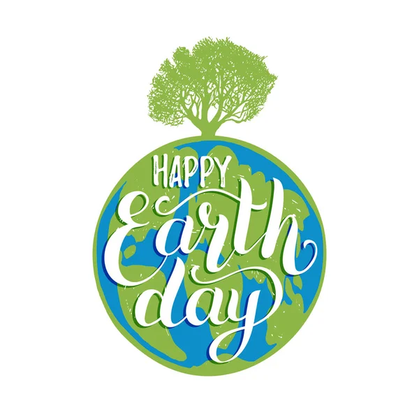 Earth day text on globe — Stock Vector