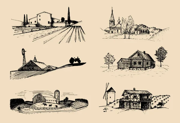 Paysages agricoles ensemble — Image vectorielle