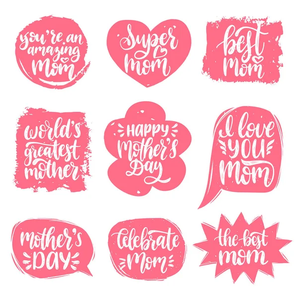 Mother's Day hand lettering for greeting cards — Stock Vector