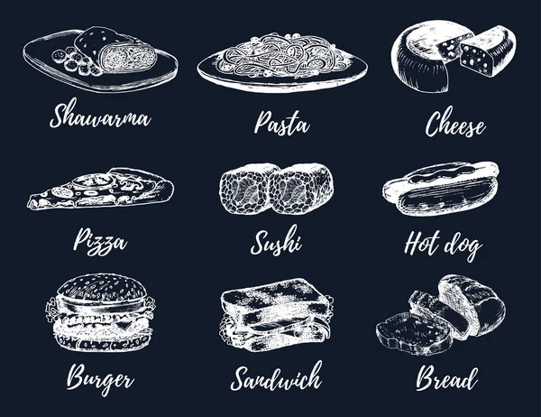 Juego de bocetos de comida rápida — Archivo Imágenes Vectoriales