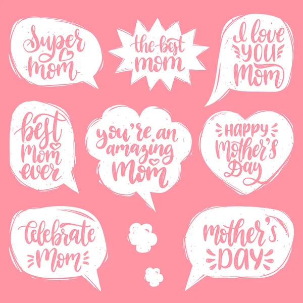 Mother's Day hand lettering for greeting cards — Stock Vector