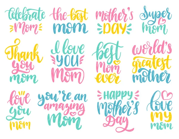 Mother's Day hand lettering for greeting cards — Stock Vector