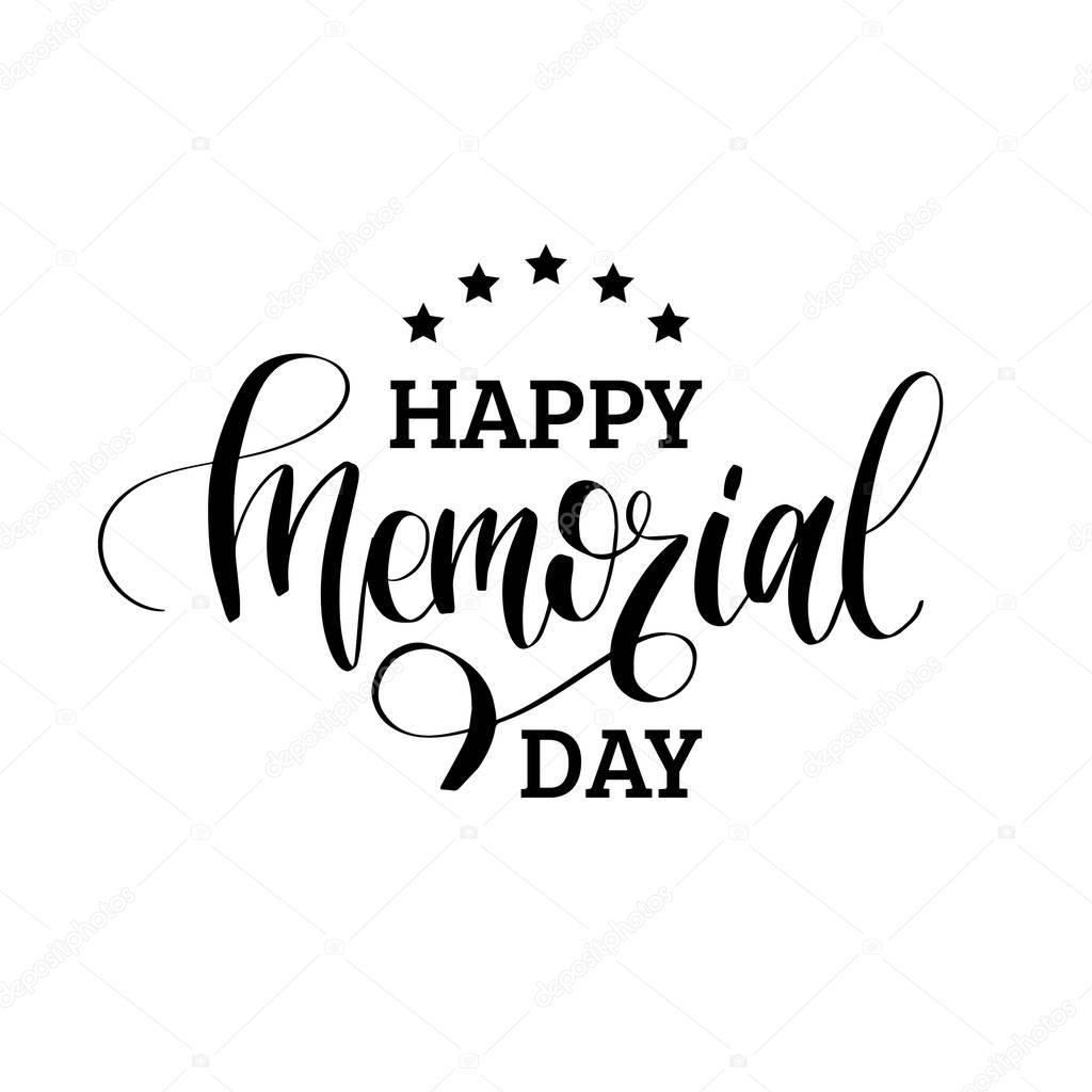 Vector Happy Memorial Day card. National american holiday illustration with stars. Festive poster or banner with hand lettering.