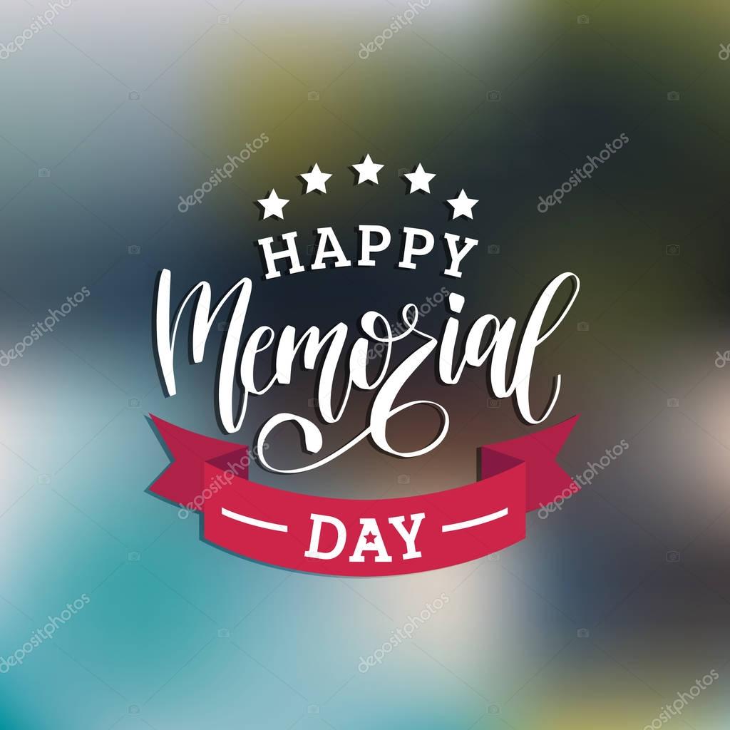 Vector Happy Memorial Day card. National american holiday illustration with stars. Festive poster or banner with hand lettering.