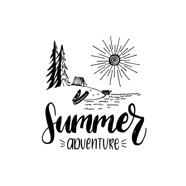 Summer adventure poster with lettering — Stock Vector