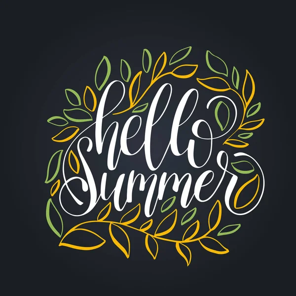 Hand belettering inspirerende poster Hallo zomer. — Stockvector