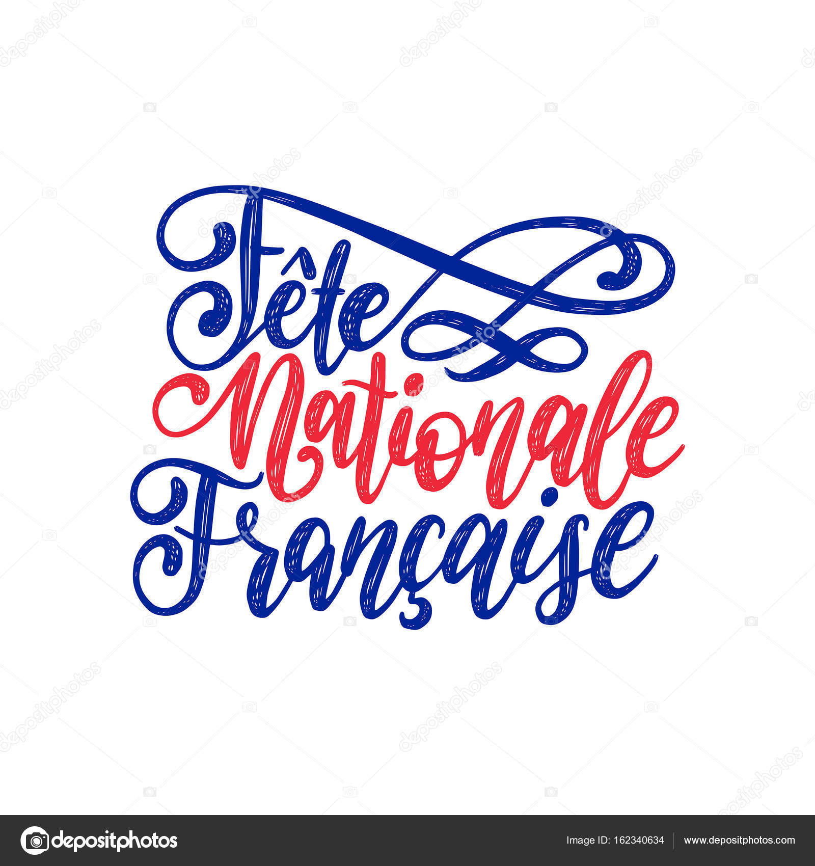 Fete Nationale Francaise lettering, — Vector de stock ...