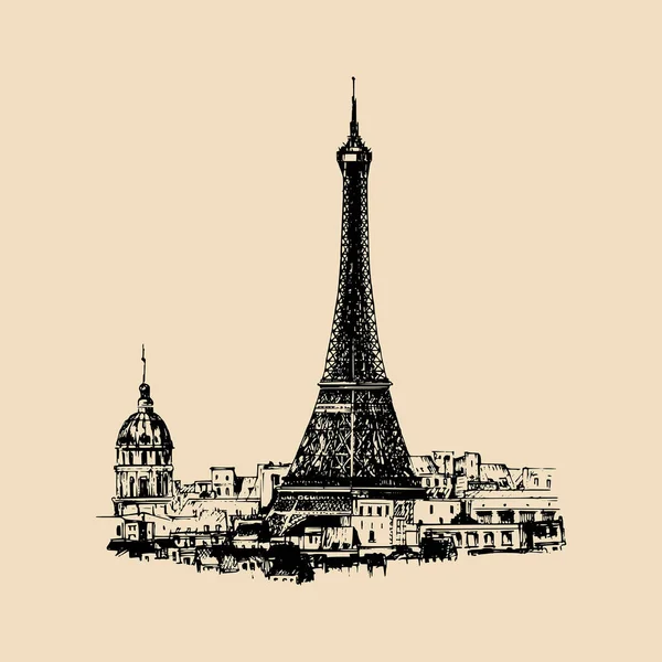 Paris görünümü manzara ile kartı — Stok Vektör