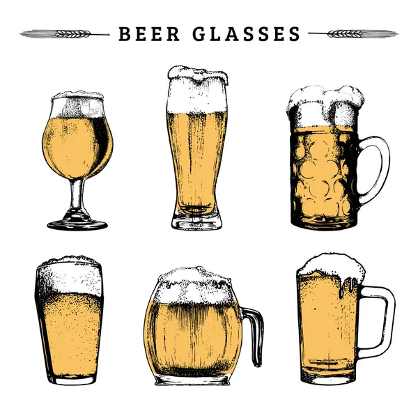 Vasos de cerveza Vintage — Vector de stock