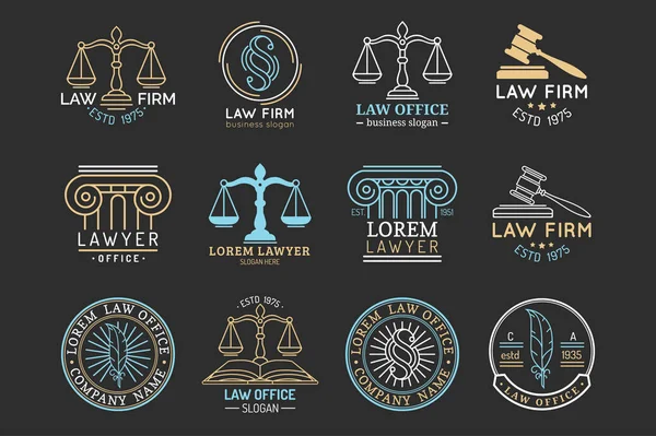 Collection of vintage lawyer office logos — Stock Vector