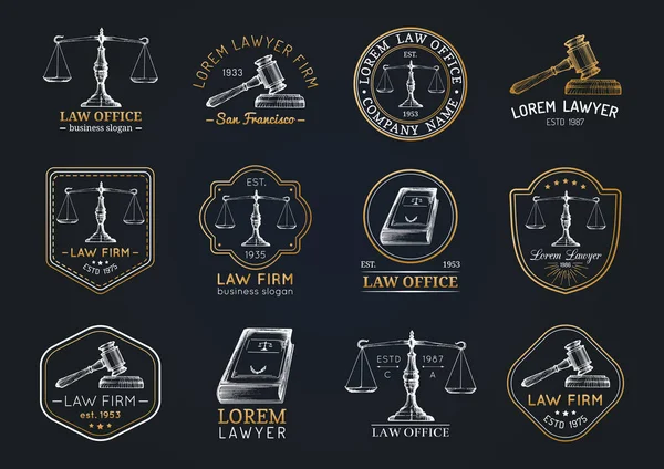 Коллекция логотипов старинных адвокатских контор — стоковый вектор