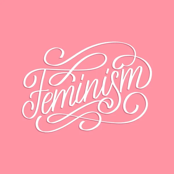 Κάρτα με το χέρι η φεμινιστική εξαχθούν γράμματα — Διανυσματικό Αρχείο