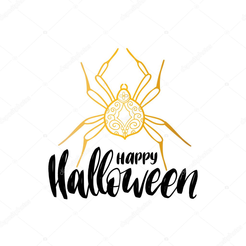 greeting card with lettering Happy Halloween