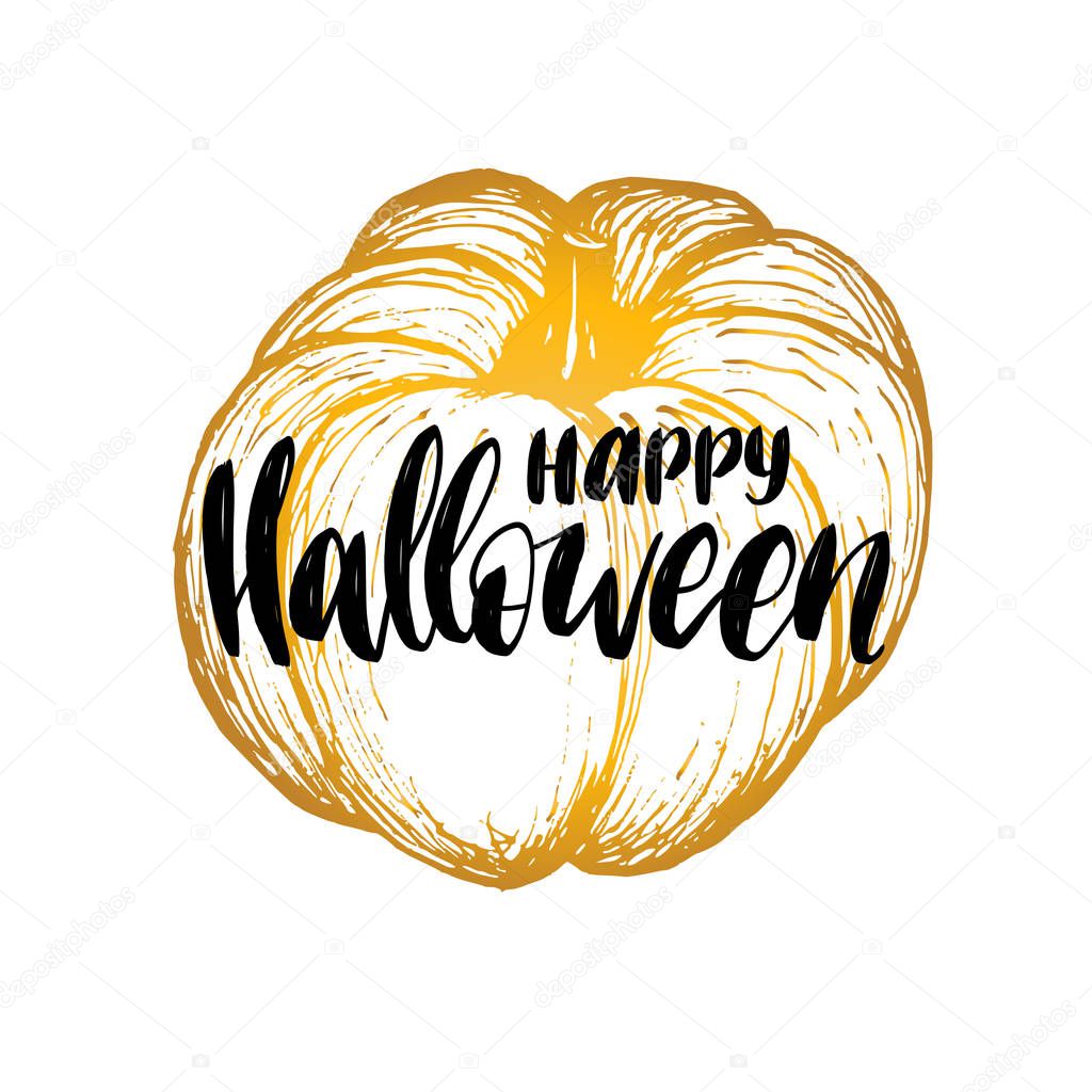 greeting card with lettering Happy Halloween 