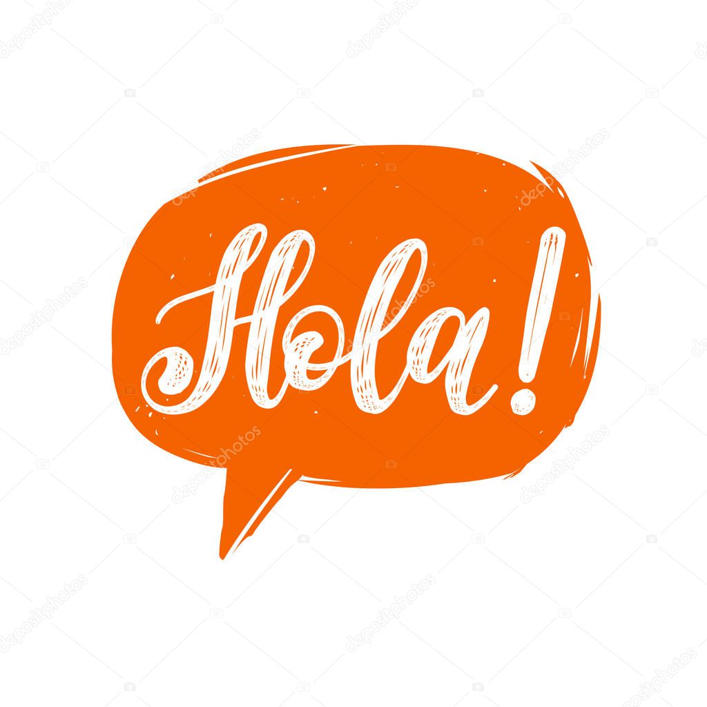 Hola hand lettering phrase