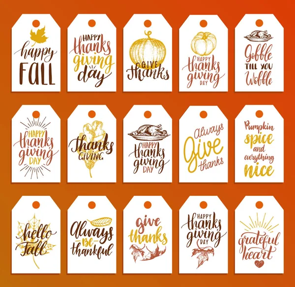 Étiquettes de Thanksgiving pour cadeaux — Image vectorielle