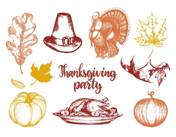 Изображения на День благодарения для приглашений или праздничных открыток — стоковый вектор