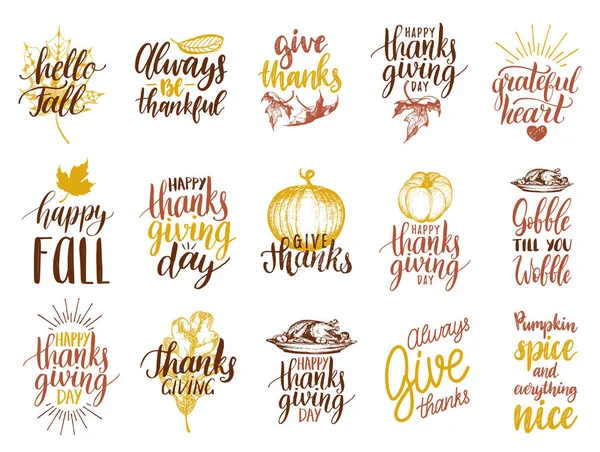 Thanksgiving lettering for invitations or festive greeting cards — Stock Vector
