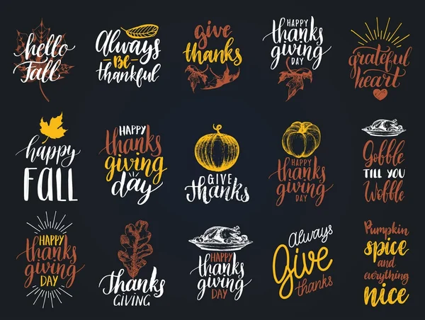 Thanksgiving lettering for invitations or festive greeting cards — Stock Vector